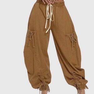 INNOVARE DENIM Astrid Drawstring Lace-Up Khaki Jeans Size L